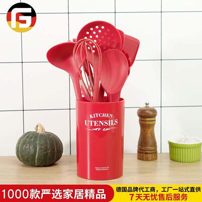 19pcs Silicone Cooking Utensil Set Kitchen Utensils Red Non