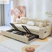 网一红小户型绒布沙发能床小户型客厅多NNI功简易两伸缩体用沙发