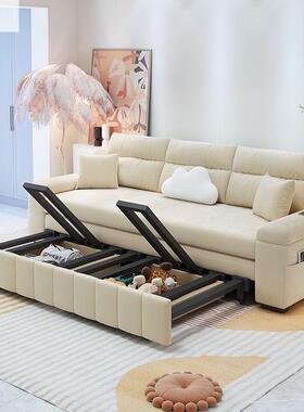 网一红小户型绒布沙发能床小户型客厅多NNI功简易两伸缩体用沙发