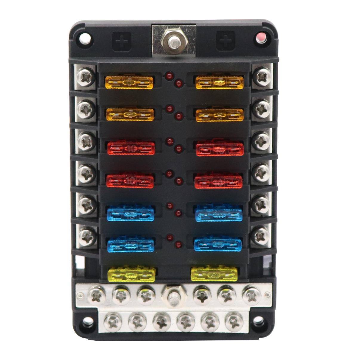 汽车房车游艇 6路/12位保险盒带汇线排 32Vdc 100A 保险丝收容盒