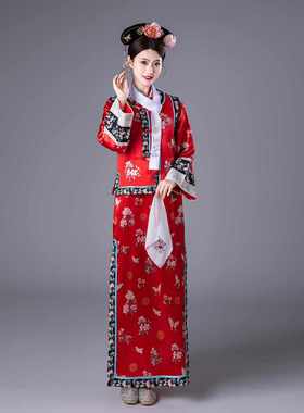 汉服女清代古装清朝格格旗袍新中式汉服宫女服装拍照写真