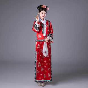 汉服女清代古装清朝格格旗袍新中式汉服宫女服装拍照写真