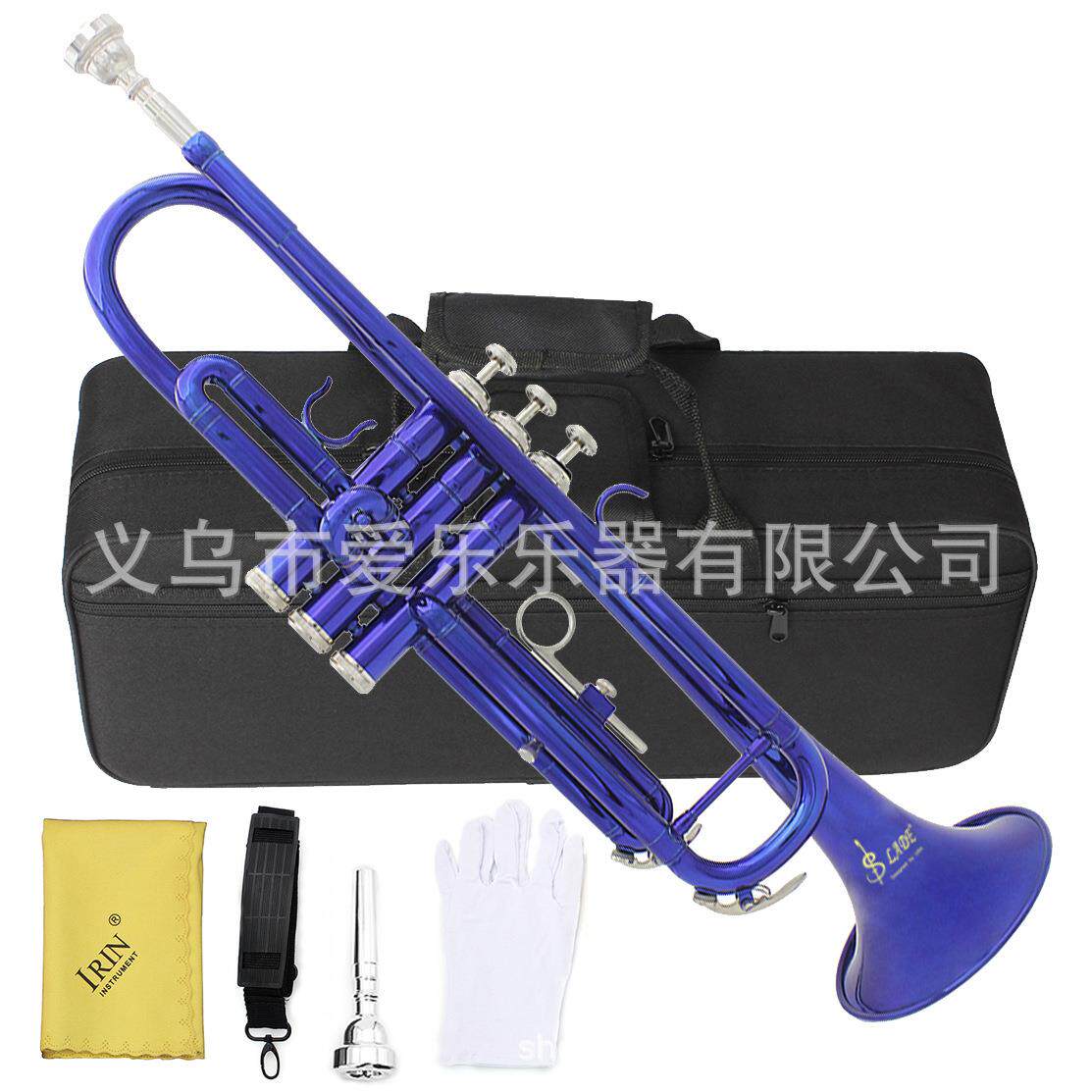 铜管乐器蓝色小号降B调初学者练习乐队专业演奏黄铜镀镍小号厂家