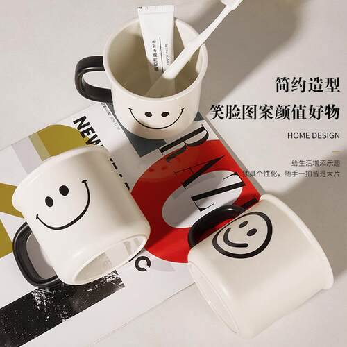 Creative toothbrush cup with an Instagram-worthy smiley face