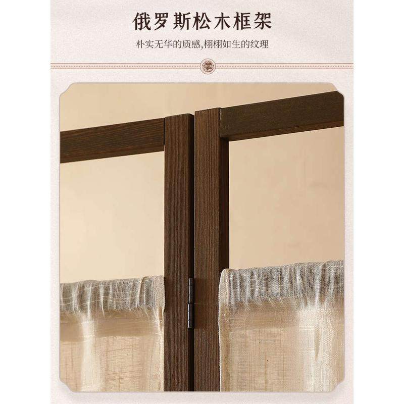 中式实木亚麻屏风入户隔断客厅摆件遮挡做旧复古简约民俗布艺折屏,住宅家具,庭院屏风,淘宝优惠券,粉丝福利购,淘宝优惠卷