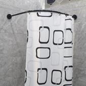 黑色弧形浴帘杆水晶板款 304不锈钢免打孔一体成形 白色L形浴室杆