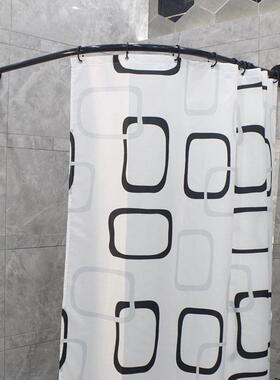 黑色弧形浴帘杆水晶板款白色L形浴室杆 304不锈钢免打孔一体成形