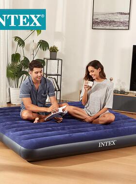 INTEX64755深蓝色植绒充气床垫 户外野营充气床 车载气垫床