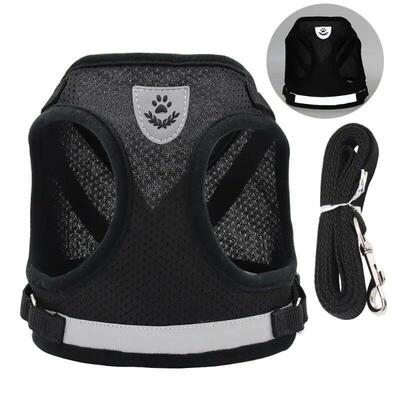 Pet Leash Undershirt Harnesses Mesh Breathable Adjustable Ea