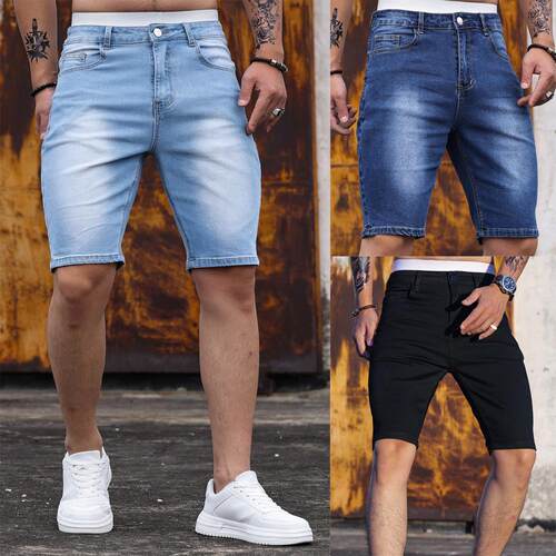 Men's Plain Denim Shorts, Comfortable Streetwear Fashion Des