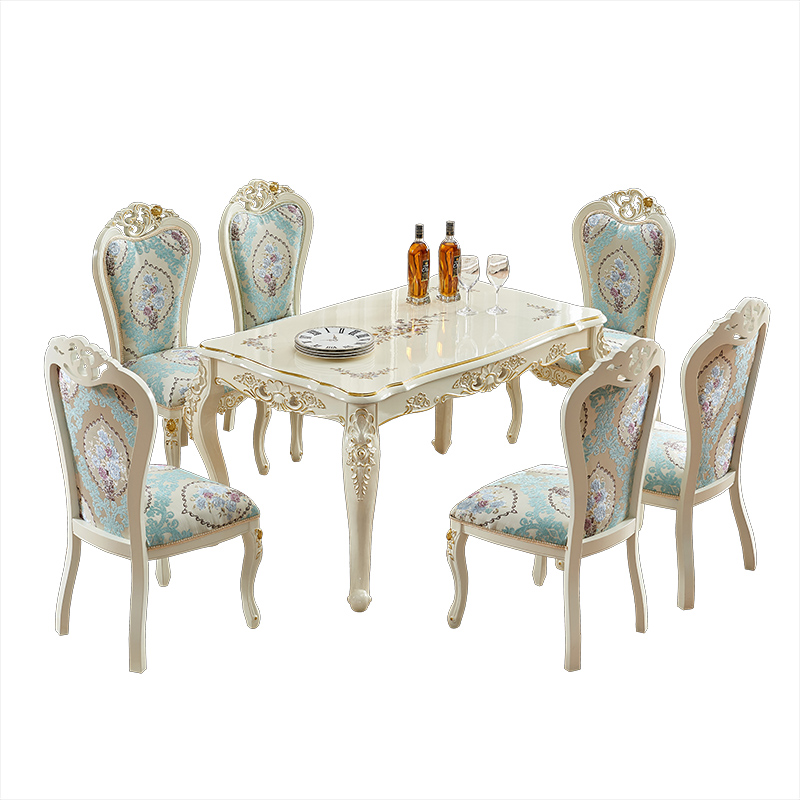 欧式餐桌椅组合北欧实木长方形家用2024年新款白色小户型吃饭桌子