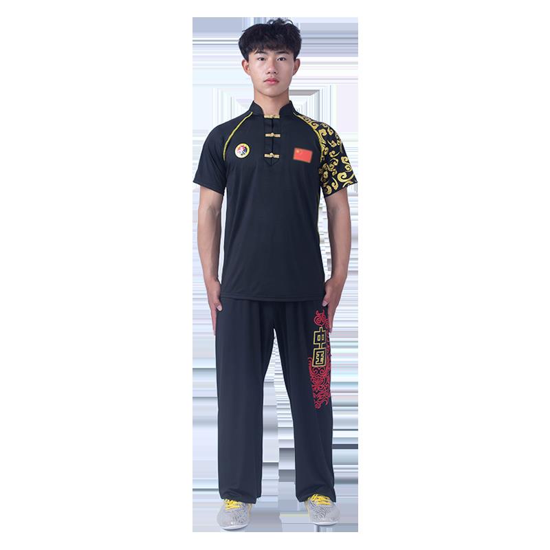 高档大业亨通武术服装服训练服女练功服比赛T恤 表演太极服男袖短