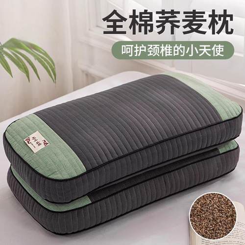 全棉荞麦皮枕头枕芯护颈椎助睡眠专用决明子侧睡硬整头家用一对装