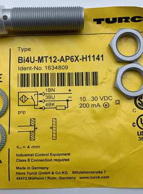 图尔克接近开关 BI4U-MT12-AP6X-H1141 PTFE特氟龙涂层 1634809