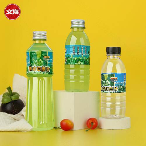 新款直销300ml甘蔗汁瓶食品级pet塑料透明带盖标签一次性打包果汁