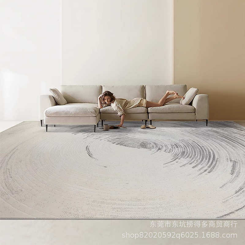 土耳其地毯客厅高级感莫兰迪蓝轻奢现代别墅沙发茶几毯大面积耐脏