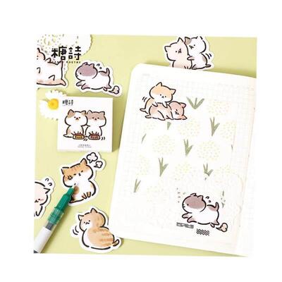 45 Pcs Kawaii Cat Stickers Aesthetic Stationary Cute Sticker