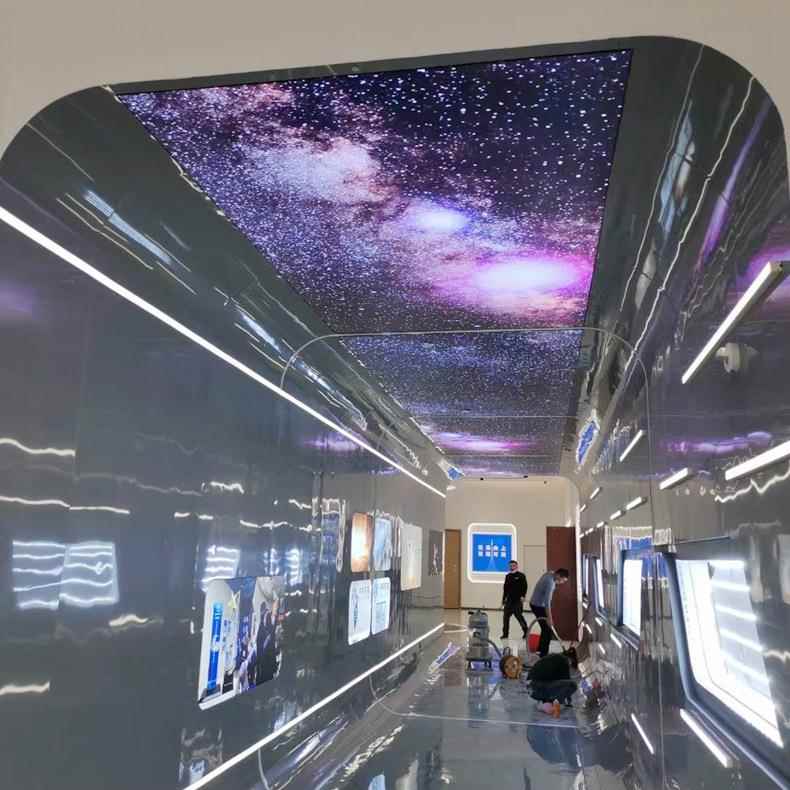 LE圆形软灯制箱展厅异形天308花膜灯吊顶高清UDV星空画面作