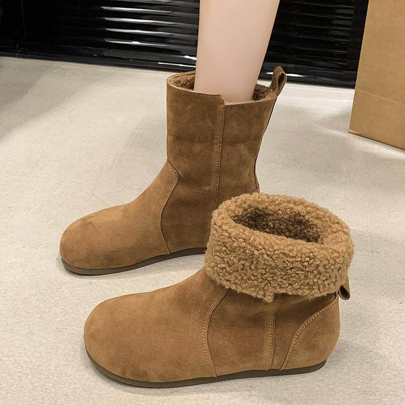 复古勃肯鞋短筒棉靴女2025新款冬季加绒加厚内增高雪地靴博1215r