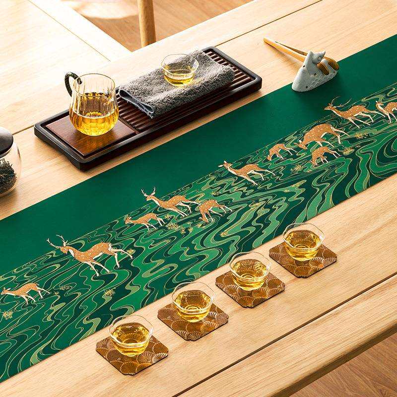厂家上新彩绘防滑防水茶席田园风新中式桌旗禅意桌布茶巾茶旗垫子