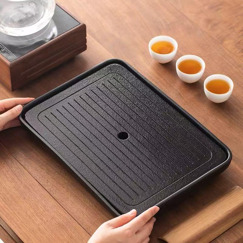 中式功夫茶具家用简约陶瓷茶盘干泡长方形托盘储接水盘茶汤蓄水茶