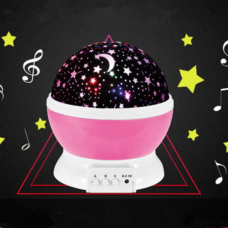 新品自动旋转音乐星空夜灯星星月亮充电投影灯旋转彩钻星光小夜灯