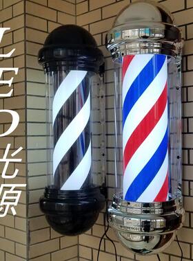 美发专用理发店LED圆形广告转灯挂壁覆古发廊小灯箱户外挂墙防水