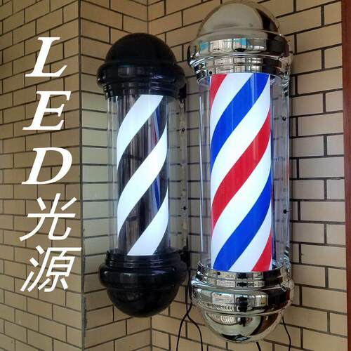 美发专用理发店LED圆形广告转灯挂壁覆古发廊小灯箱户外挂墙防水