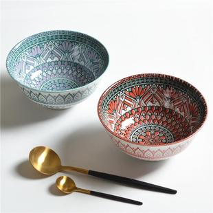 釉下彩陶瓷饭碗个性 批发6寸日式 家用餐具创意陶瓷碗ins面碗防烫喝