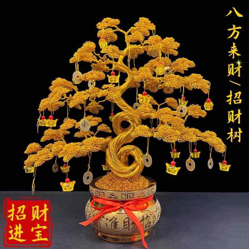 手工发财树摇钱树招财摆件家居客厅酒柜装饰乔迁开业生意人送礼品