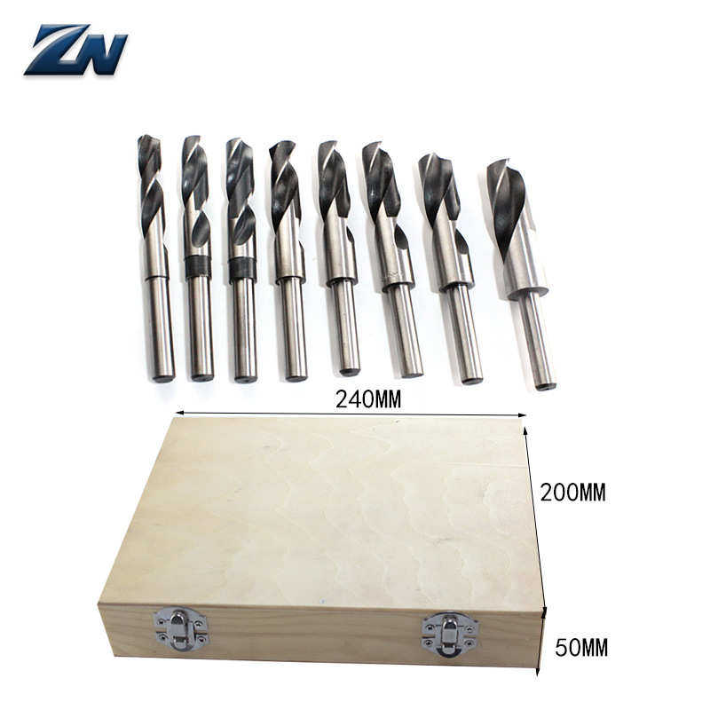 8件套黑白等柄麻花钻白钻1/2柄小柄钻头14mm-25mm三角柄钻头木盒