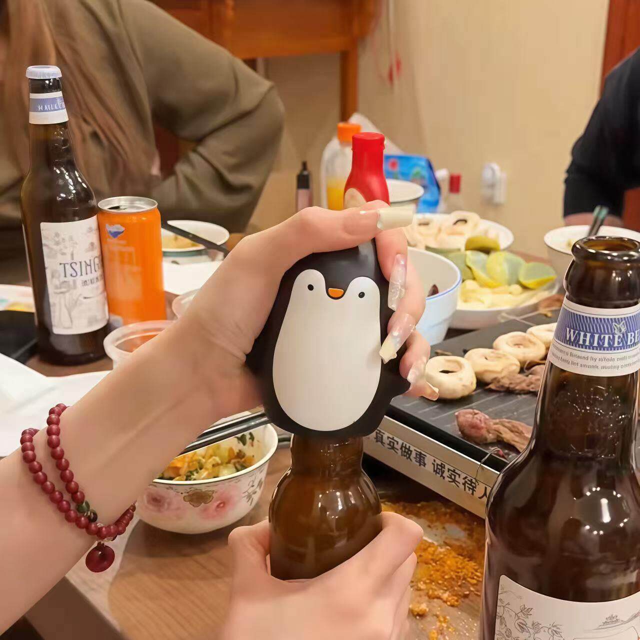 企鹅开瓶器按压式密封红酒塞创意可爱啤酒瓶饮料瓶启瓶器装饰摆件图片