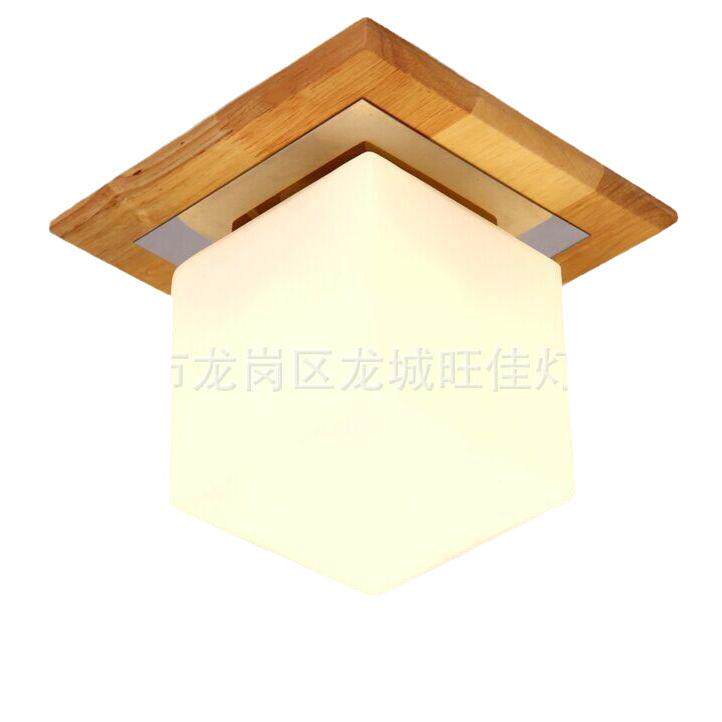 现代简约客厅餐厅书房实木过道灯设计师的灯创意木质玻璃灯X8003
