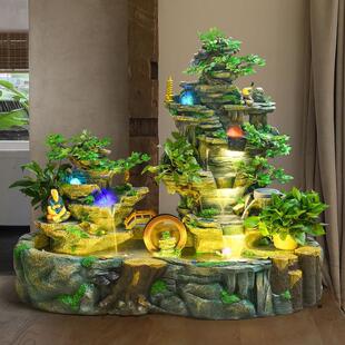 饰品 落地大型假山流水喷泉缸湿器庭院客厅阳台开SOK鱼业加迁乔装