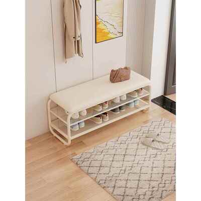 适用极窄长条换鞋凳多层鞋架一体奶油风穿鞋凳家用门口超窄23CM宽