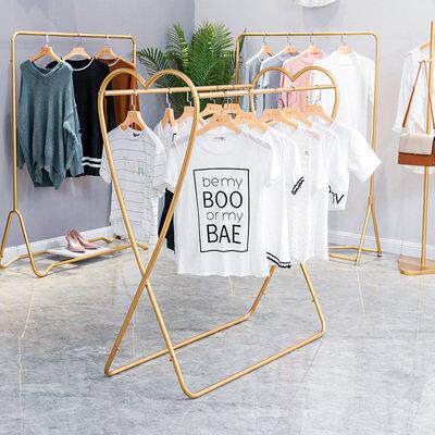 服装店双排岛展示架落地流台简易女装双杠童装展示架橱窗柜