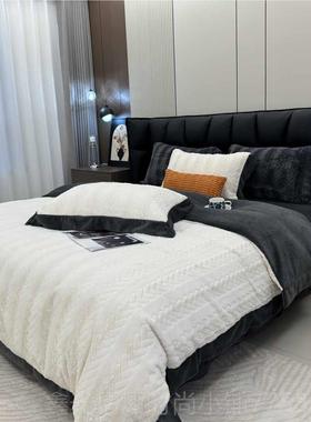 正品上Bylure冬季雕花绒件套双面四绒牛被奶绒保暖床单款套床品床