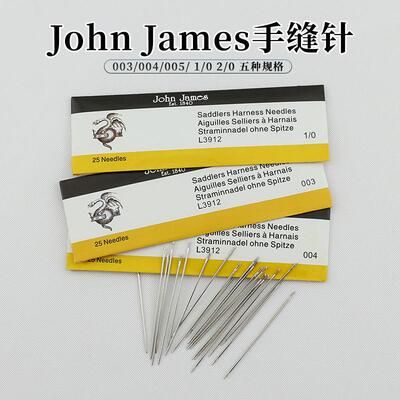 JohnJames皮革专用圆头针diy皮具手缝针一包25根装皮革缝合专用