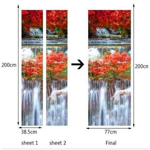 饰 卧室客厅现代装 红树瀑布 墙贴 巨创货源PVC贴纸3D自粘门贴