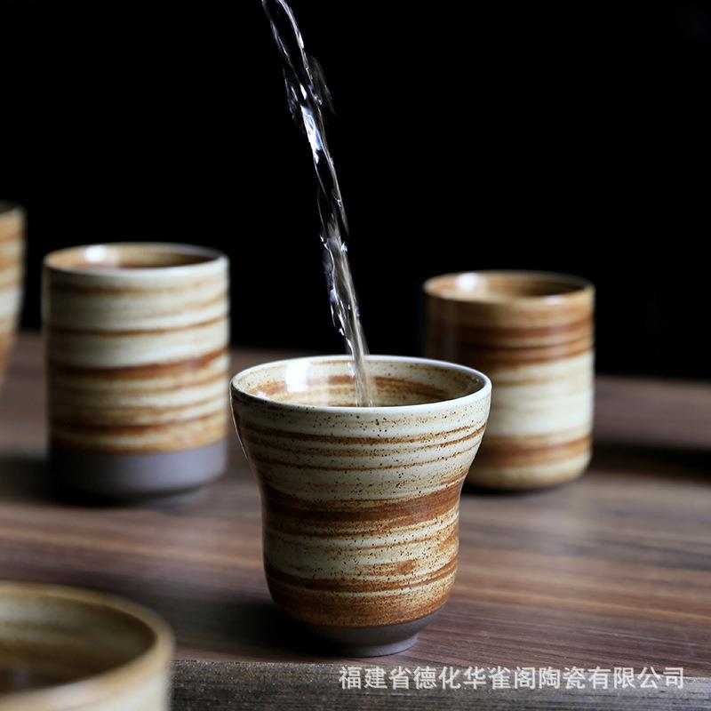 创意手绘粗陶窑变主人杯水杯茶杯咖啡杯麦民宿酒店刷牙杯窑变艺术