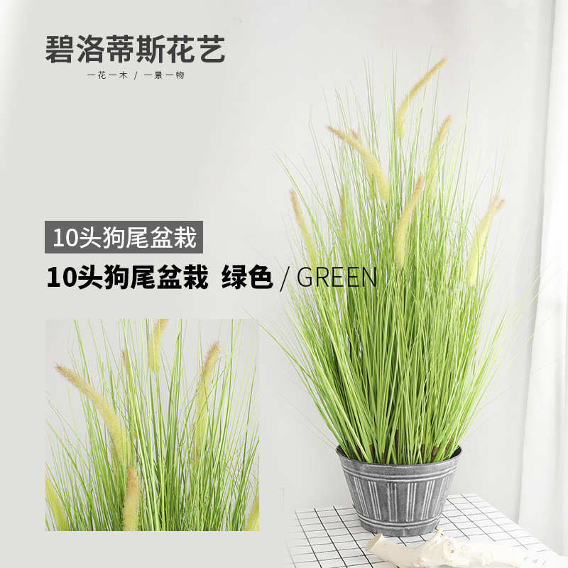 洋葱花盆景橱窗狗尾草假草商场盆栽塑料芦苇家居装饰布置