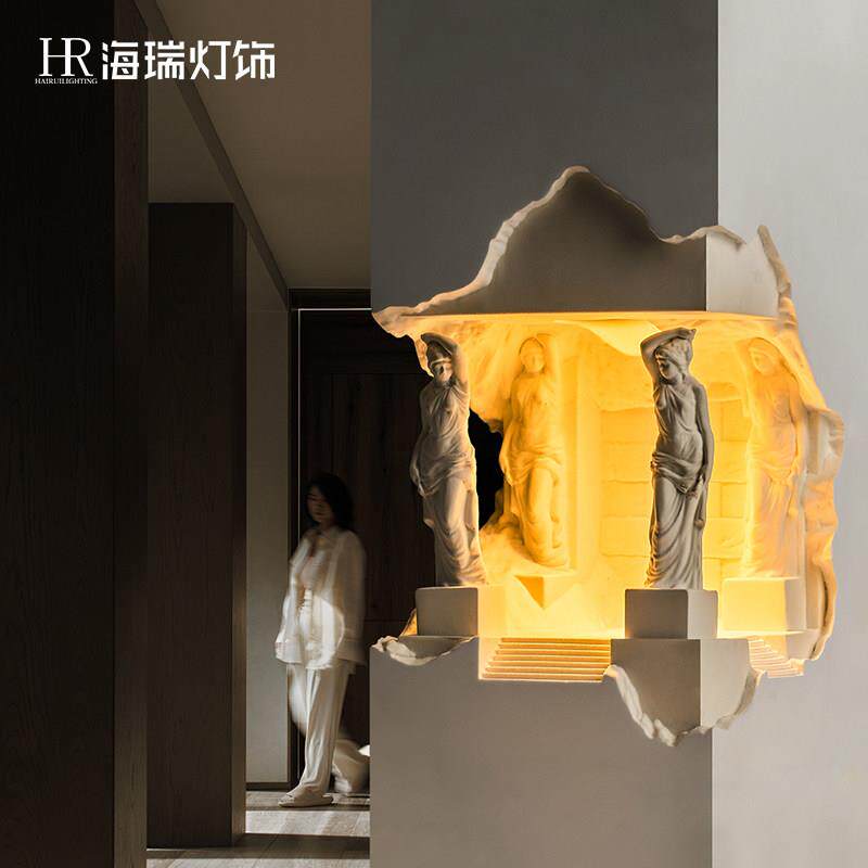 法式石膏灯嵌入式内嵌墙壁灯预埋感应香薰宫殿壁龛灯设计师墙壁灯