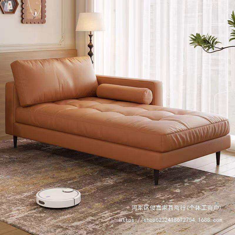 颐舍极简客厅小户型懒人贵妃椅休闲卧室床边单人贵妃躺椅皮艺沙发