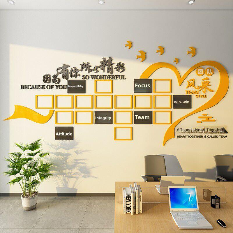 办公室墙装饰员工风格展示墙公司团队活动剪影照片墙贴纸企业文化