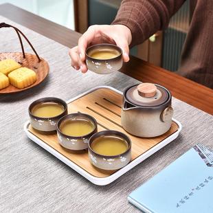 茶盘整套酒店茶壶功夫茶旅行客杯一壶二杯茶具套装 家用粗陶便携式
