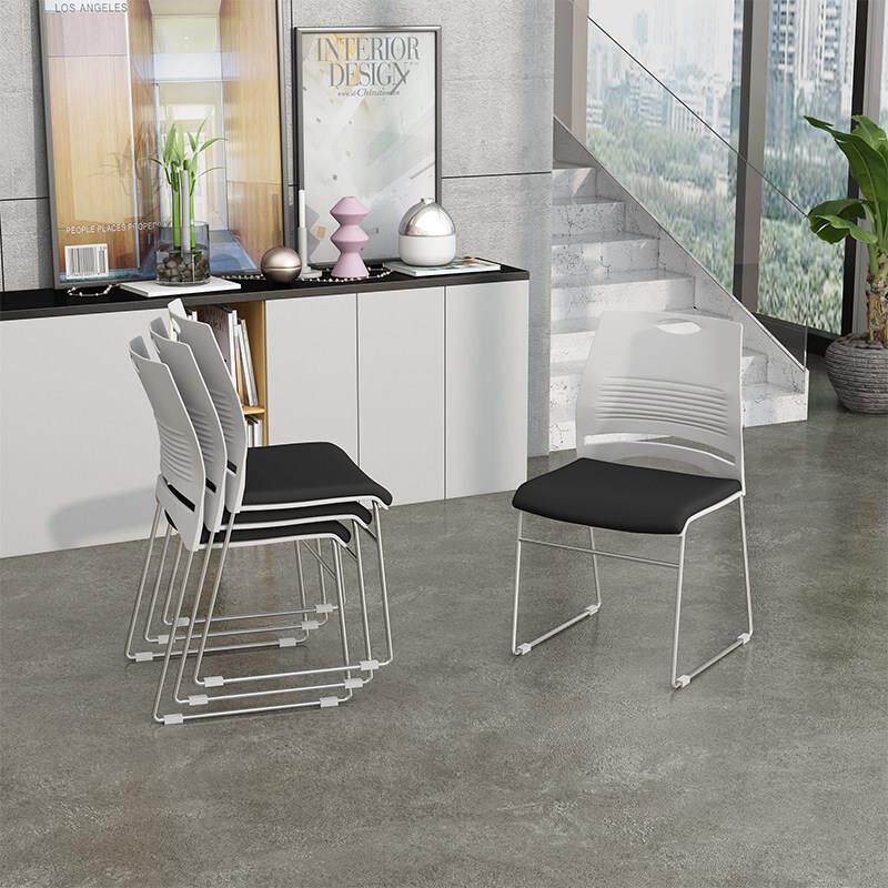 会议办公椅现代简约塑料电脑椅实心钢管弓可堆叠谈判椅培训椅