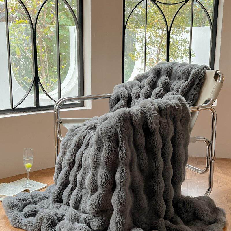 Solid color wool warm Bed sheet blanket sofa cover blankets图片