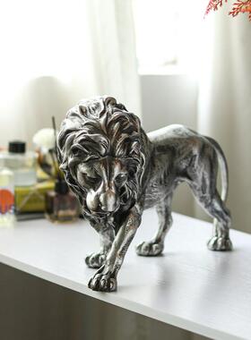 欧式艺术创意雄狮树脂雕塑摆件酒店客厅玄关样板间家居软装装饰品