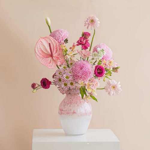 玄关客古风摆件色装饰品水培软中玻璃口电视柜花瓶插花餐厅花瓣拼