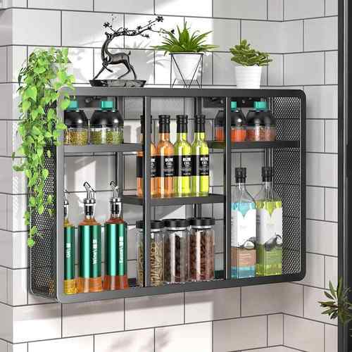 免打孔壁挂式厨房置物架多功能家用挂墙上调料浴室油盐收纳架